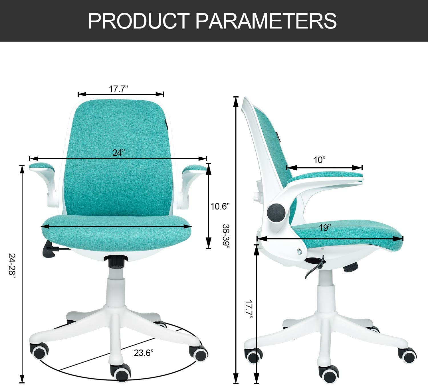 ELECWISH Office Chair Ergonomic Desk Chair Mid Mesh Back Swivel Seat Adjustable Lumbar Support Executive Chair with Flip-up Armrests