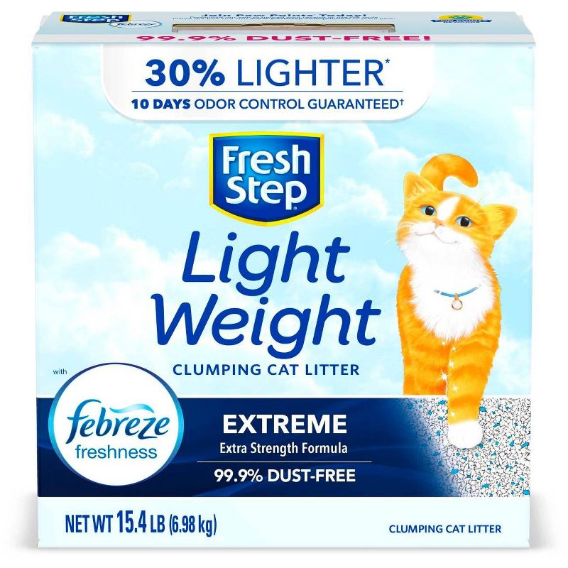 Fresh Step Lightweight Extreme Scented Litter with the Power of Febreze Clumping Cat Litter- 15.4lb