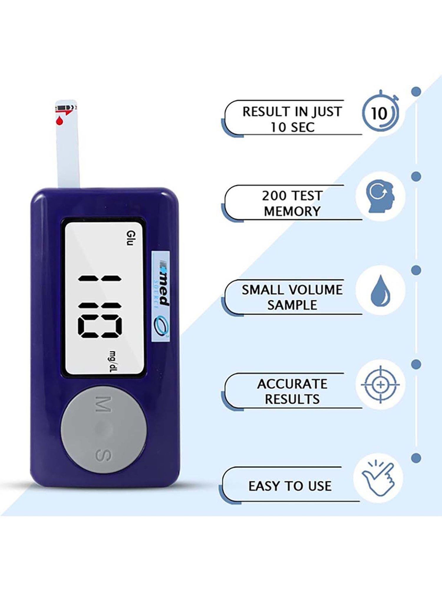 Ozocheck Glucometer Full Set for Blood Sugar Testing (Purple)