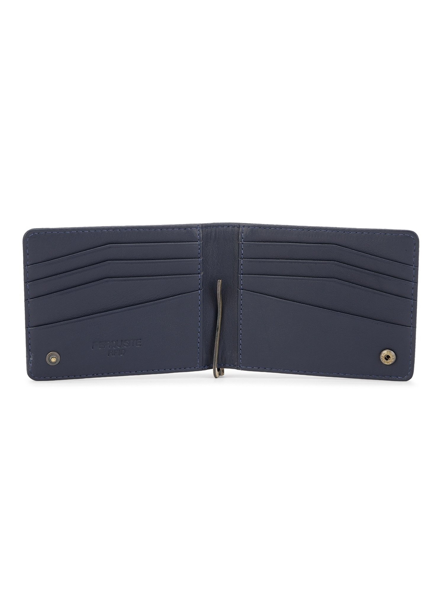 PERQUISITE Navy Casual Leather Bi-Fold Wallet for men