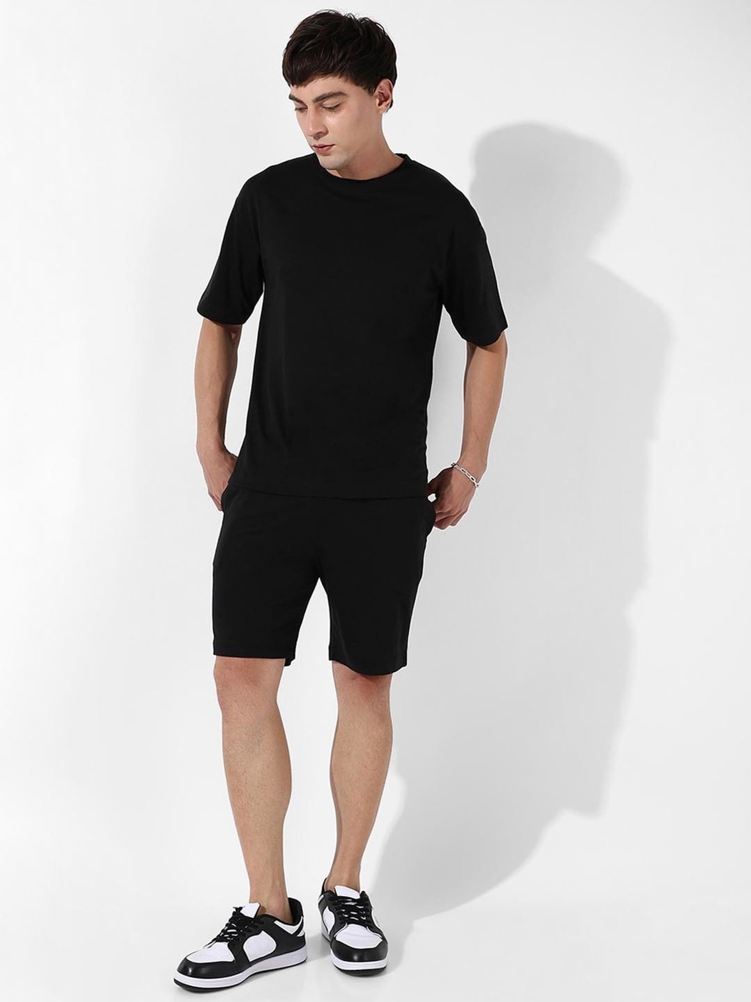 Campus Sutra Black Regular Fit Printed Co-Ord Set