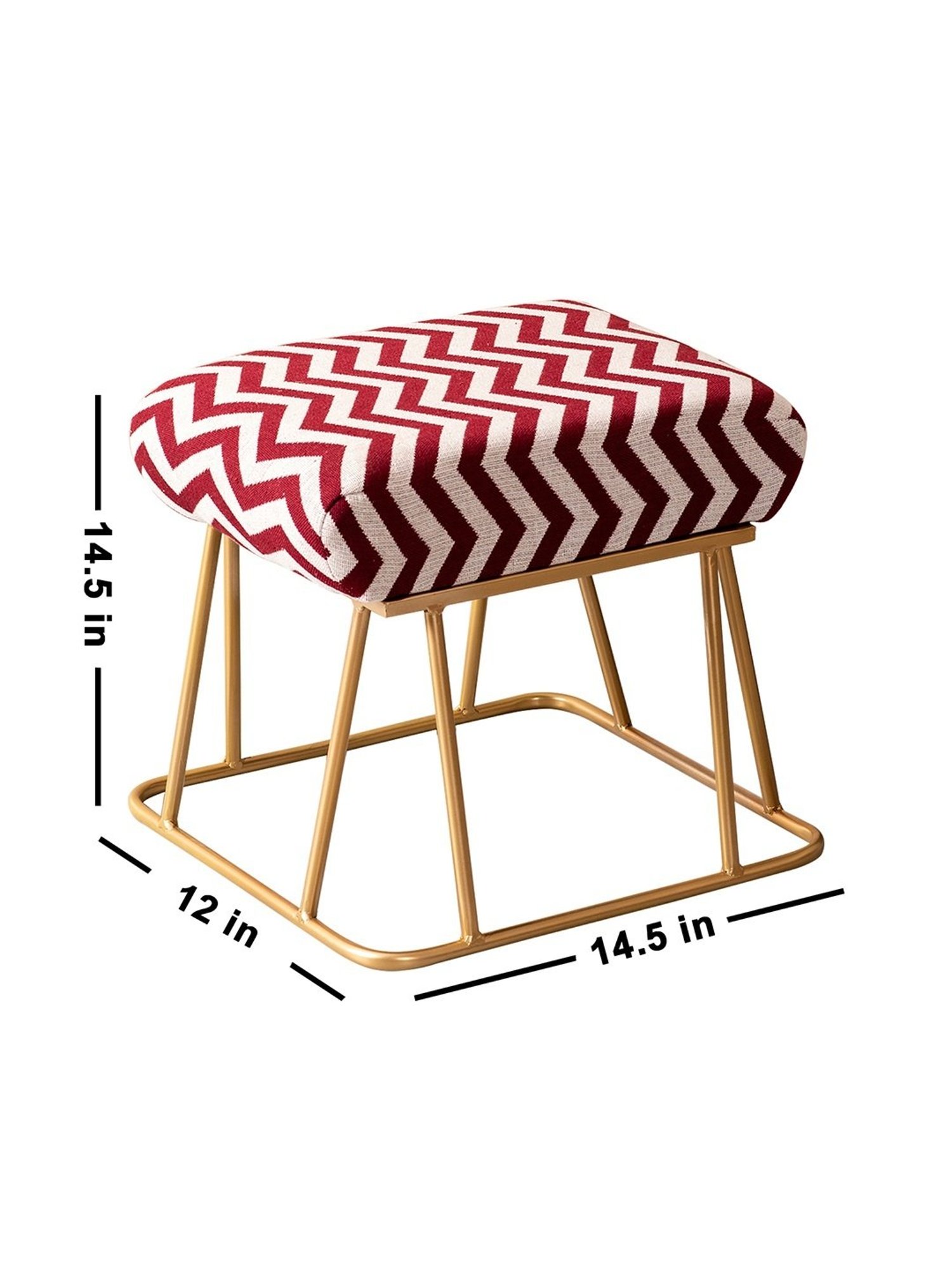 Chumbak Spring Marigold Floral Green Mango Wood Modern Trunk Storage Ottoman