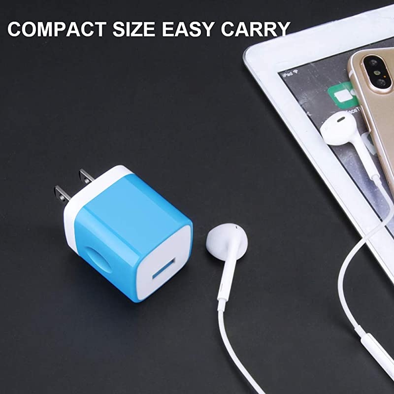Single Port USB Charger Block  5V1A Wall Plug Cube 3 Pack Charger Box Travel Power Adapter Compatible iPhone 11 Pro Max XS 8 7 6 Samsung S20+ S10e S9 S8 Note 20 LG G8 ThinQ G7 G6 V35 Moto