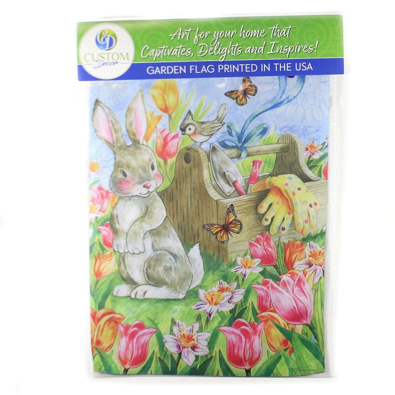 Home & Garden 17.75" Garden Bunny Flag Printed In The Usa Custom Decor  -  Flags