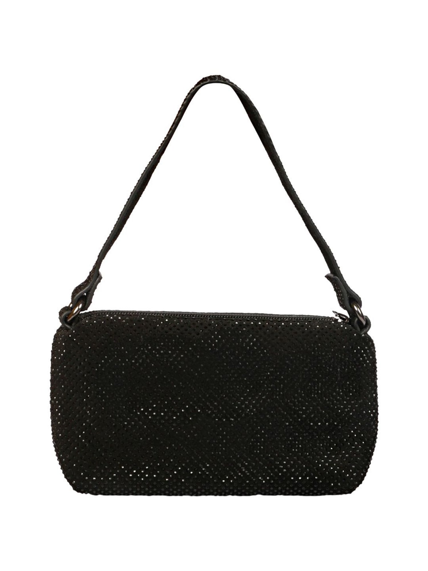 Saint G Black Embellished Medium Shoulder Handbag
