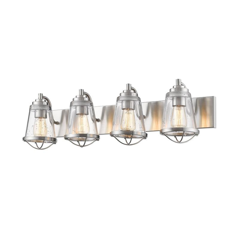 4 Light Bath Sconce with Clear Seedy Glass Brushed Nickel - Aurora Lighting