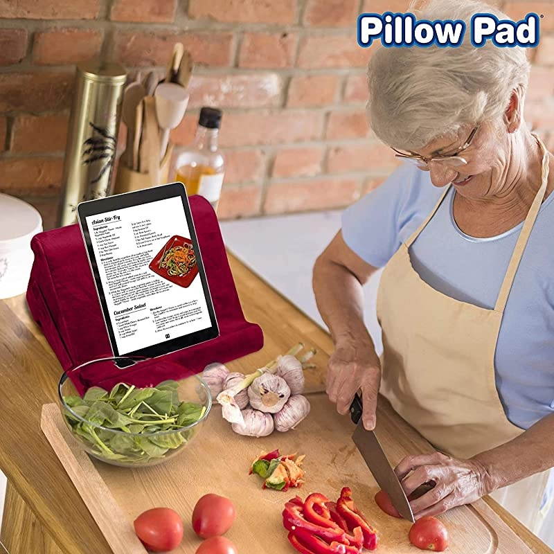 Pillow Pad MultiAngle Soft Tablet Stand Retail Packaging Burgundy