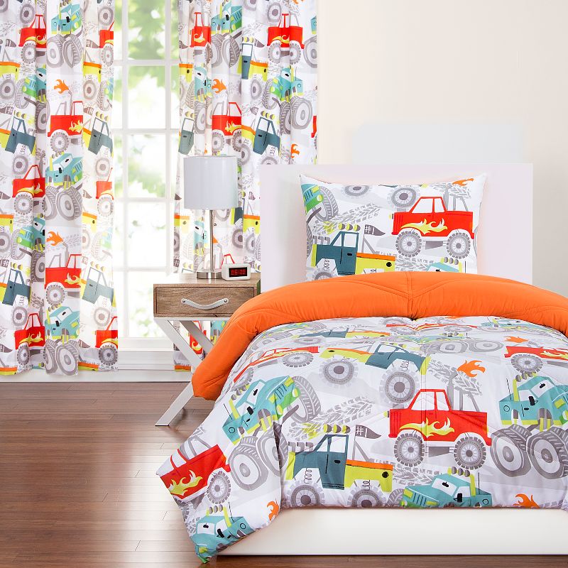 Twin Four Wheeling Reversible Comforter Set With Sham Set - Crayola