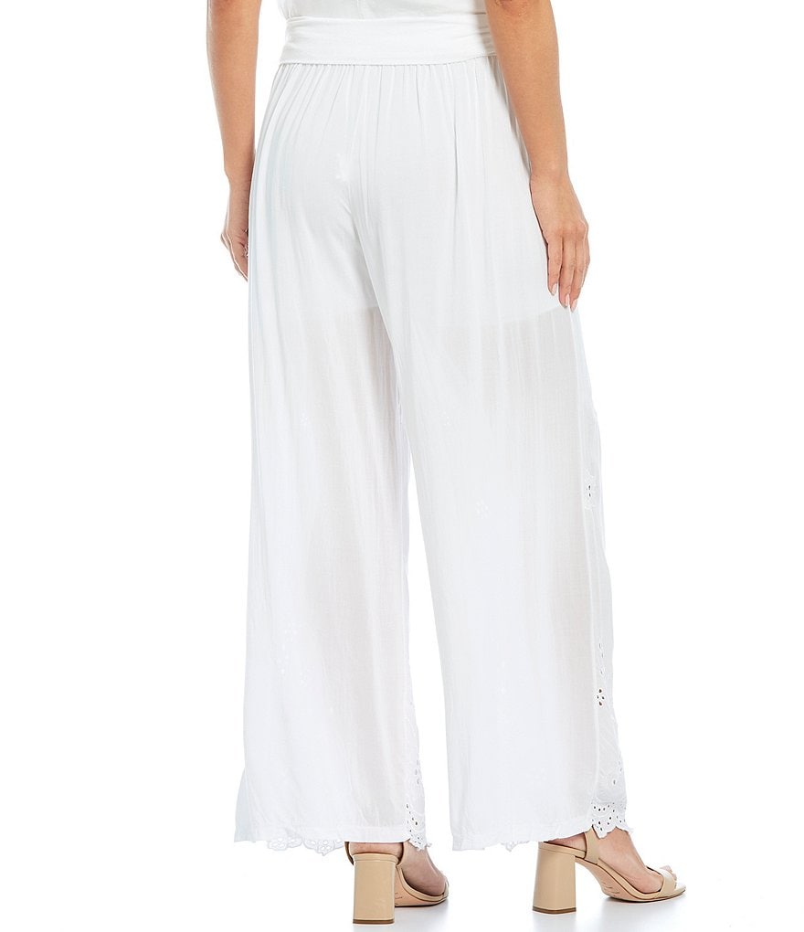 M Made in Italy Eyelet Lace Wide Leg Coordinating Palazzo Pants