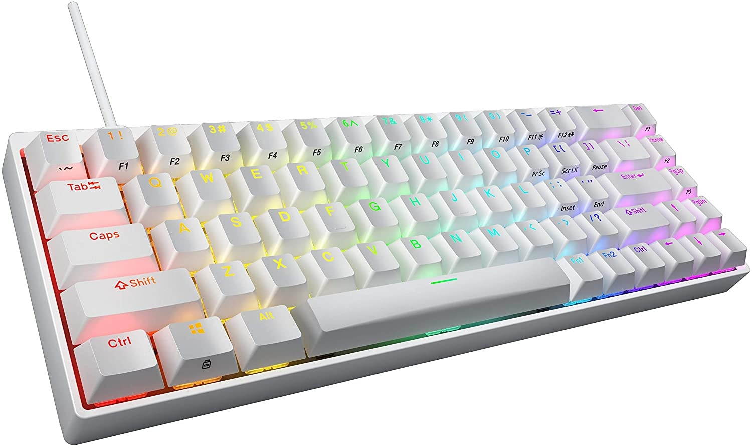 Durgod Hades 68 RGB Mechanical Gaming Keyboard - 65% Layout - Cherry Profile - NKRO - USB Type C - Aluminium Chassis (Gateron Silent Brown, White PBT)