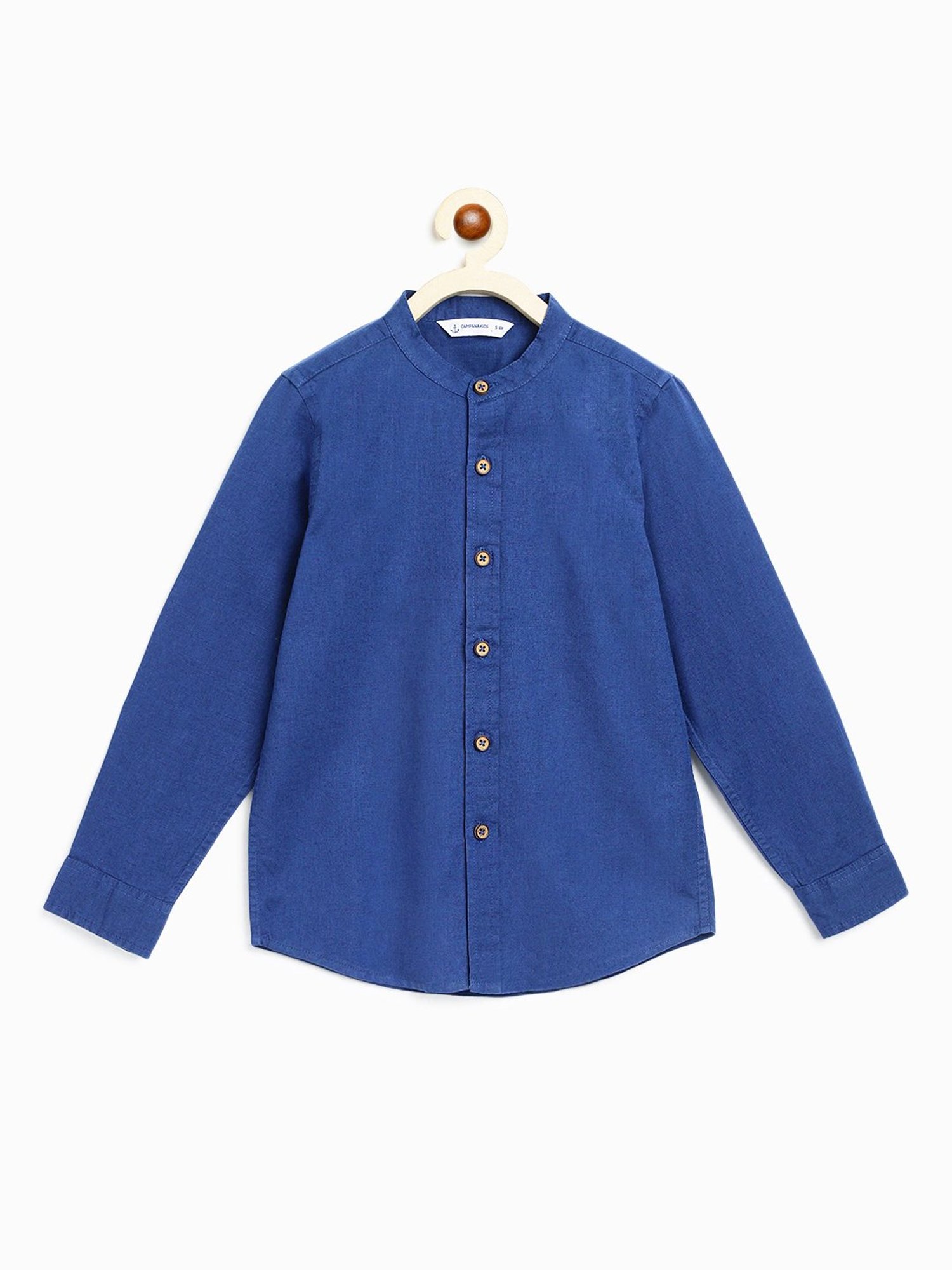 Campana Kids Blue Solid Full Sleeves Shirt