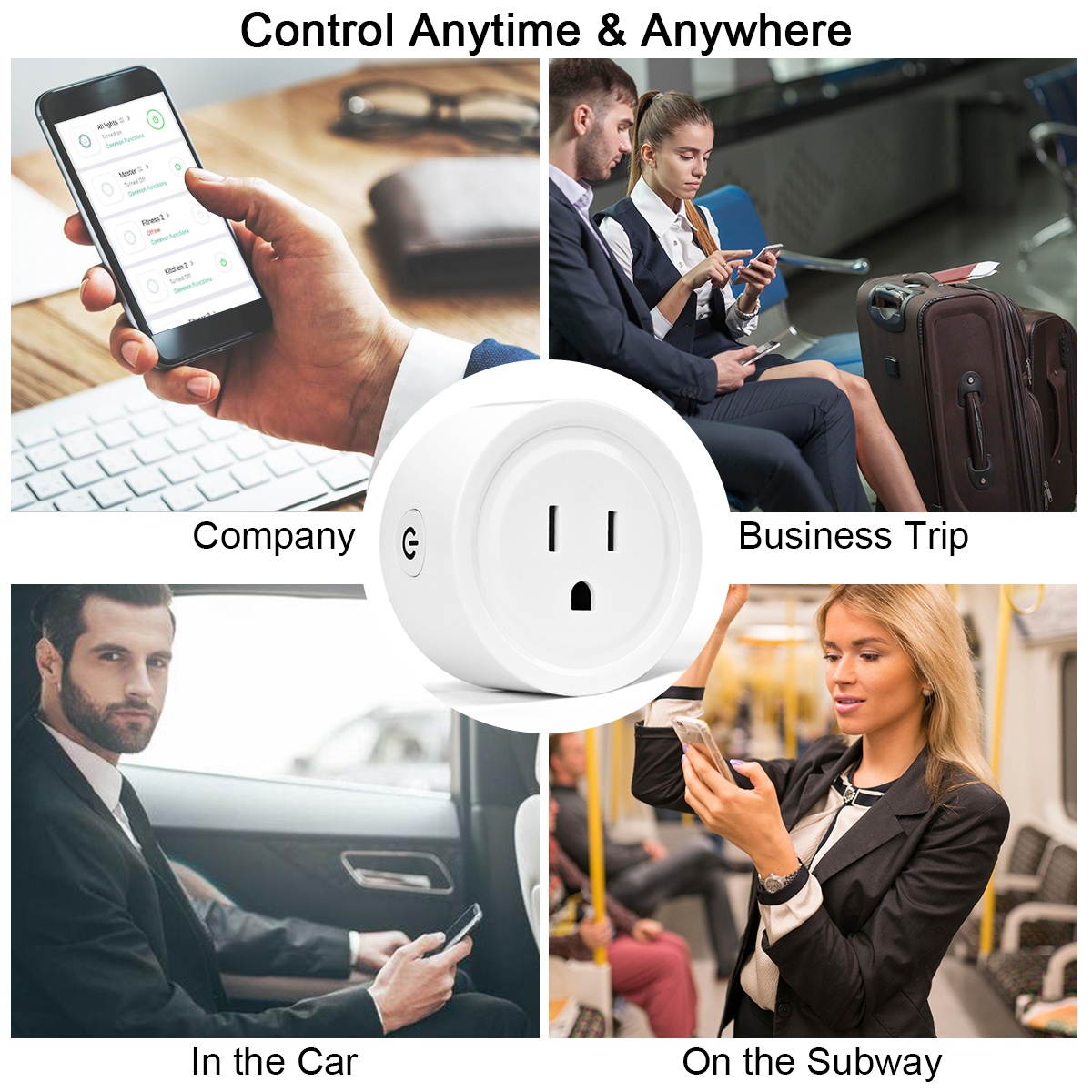 Costway 4pcs Smart Sockets Mini Wifi Smart Plug Outlet Remote Home Appliances