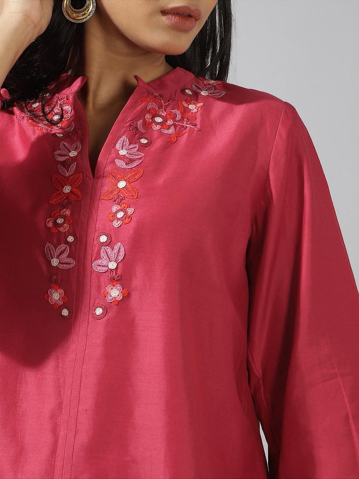Fabindia Pink Embroidered Tunic