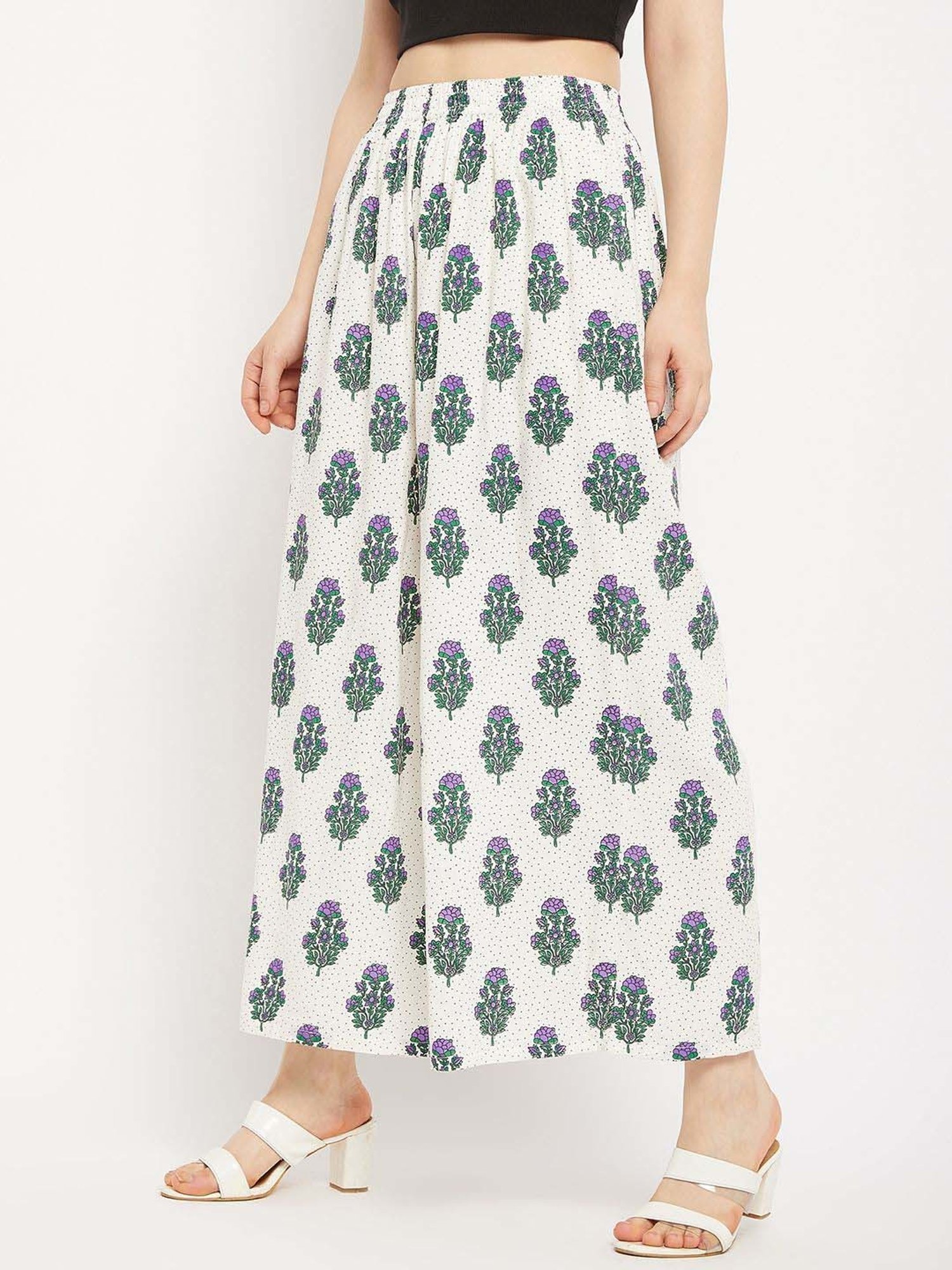 Castle Off-White Printed Palazzos