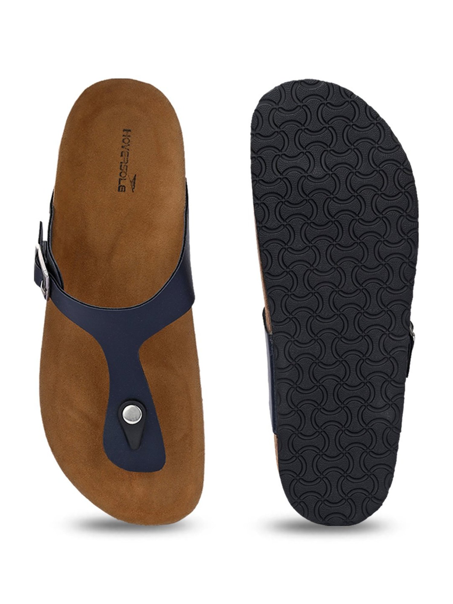 Hoversole Men's Navy Cork T-Strap Sandals