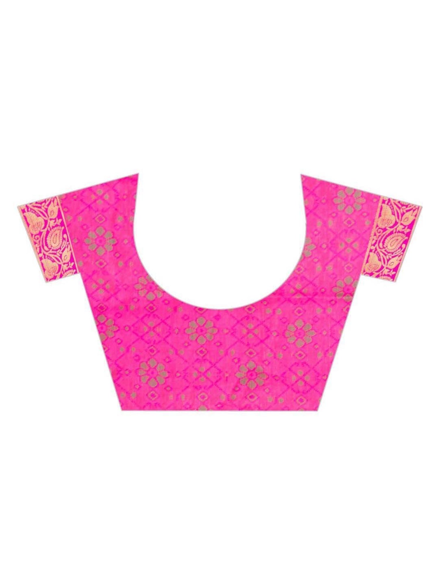 Rangita Yellow & Pink Silk Woven Saree With Unstitched Blouse