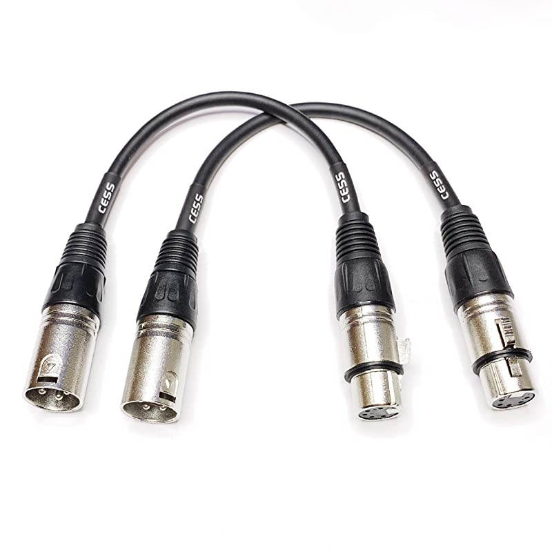 XLR3M To XLR5F DMX512 Adaptor Cable - 3-Pin Male XLR To 5-Pin Female XLR DMX Turnaround 6 Inches - 2 Pack
