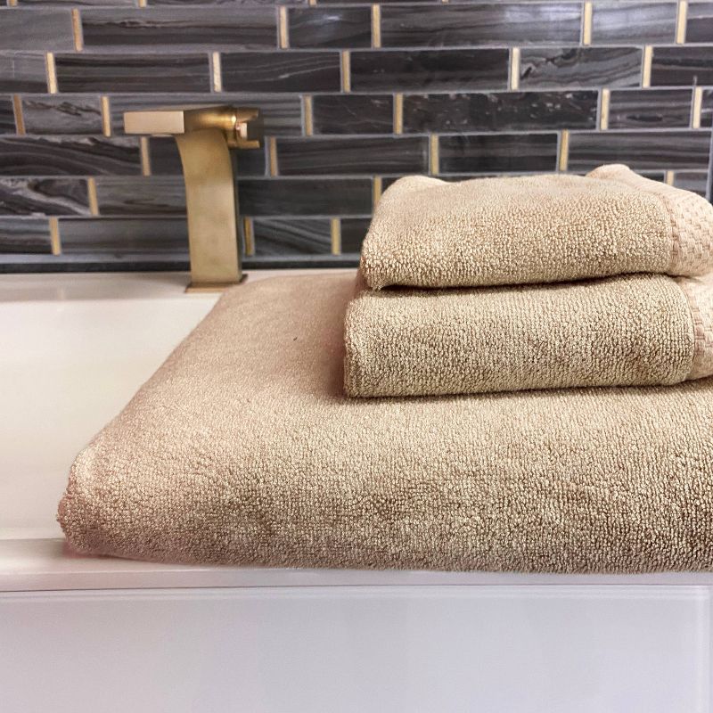 3pc Eco Melange Rayon from Bamboo Cotton Bath Towel Set Charcoal - BedVoyage