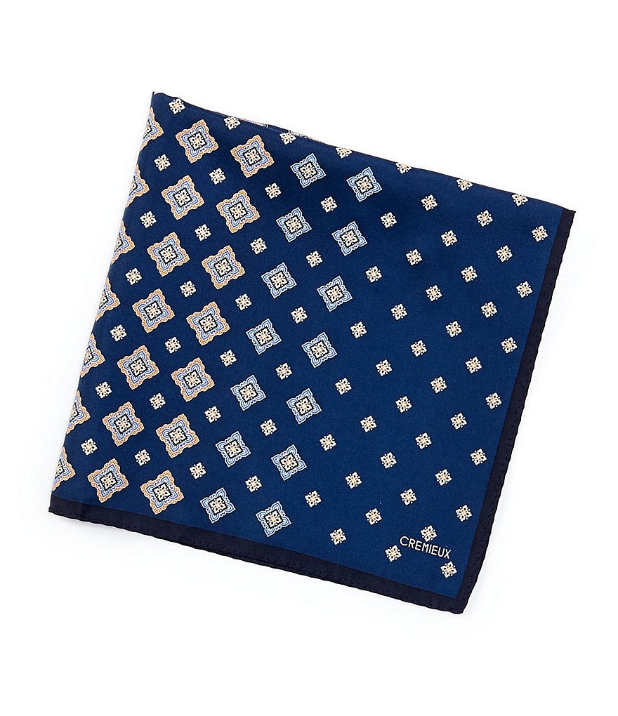 Cremieux Caveni Medallion Silk Pocket Square