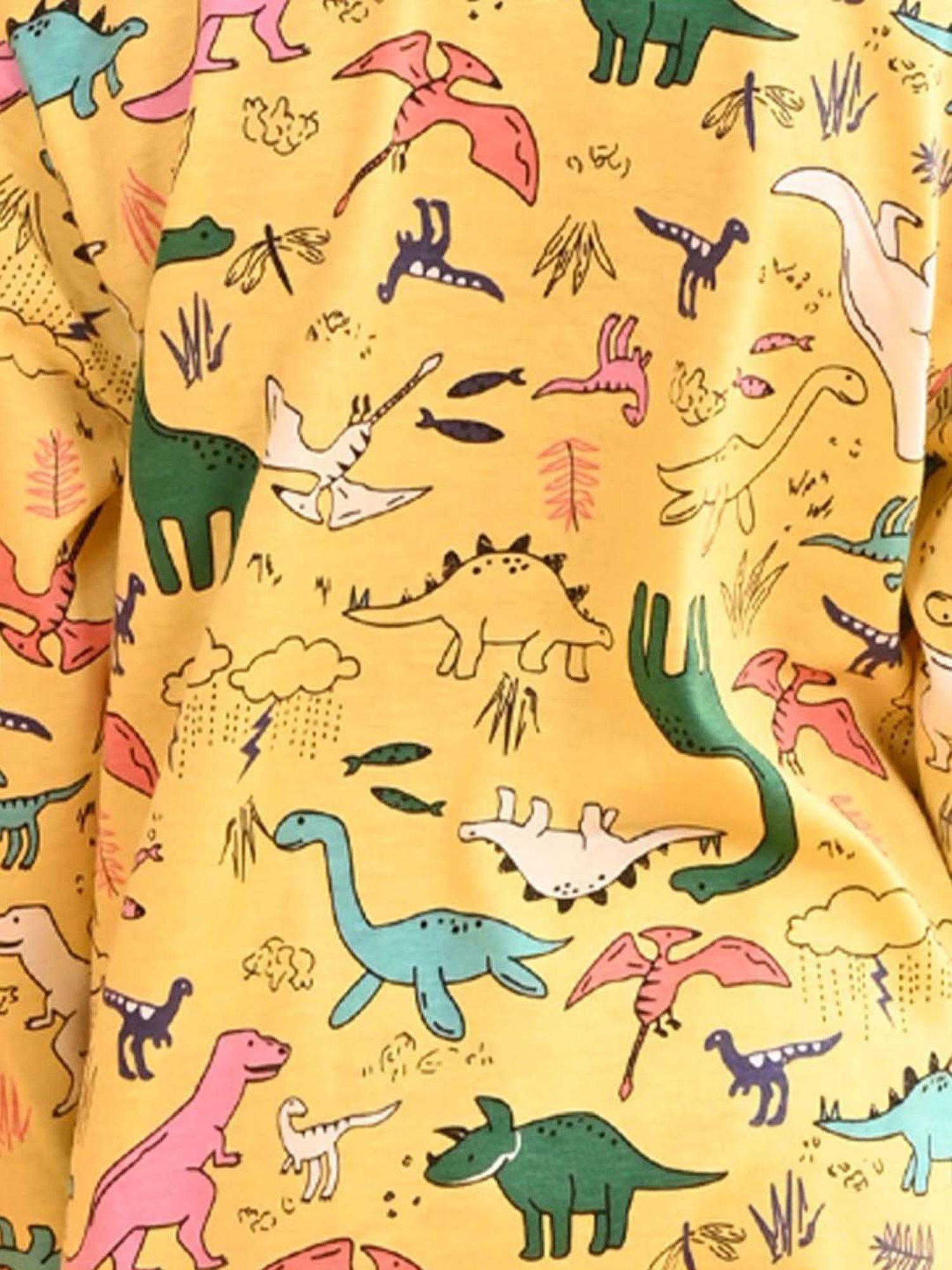 Anthrilo Kids Yellow Cotton Printed Full Sleeves T-Shirt & Trouser