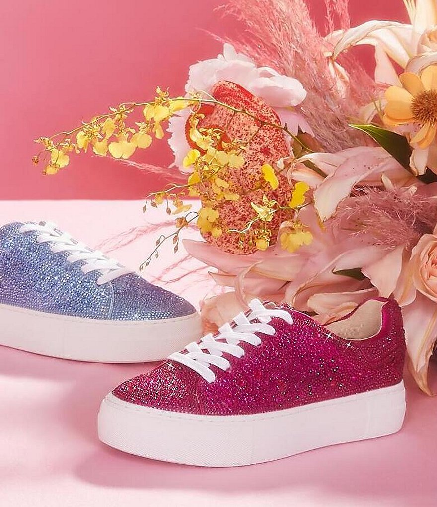 Blue by Betsey Johnson Sidny Rhinestone Embellished Platform Lace-Up Sneakers