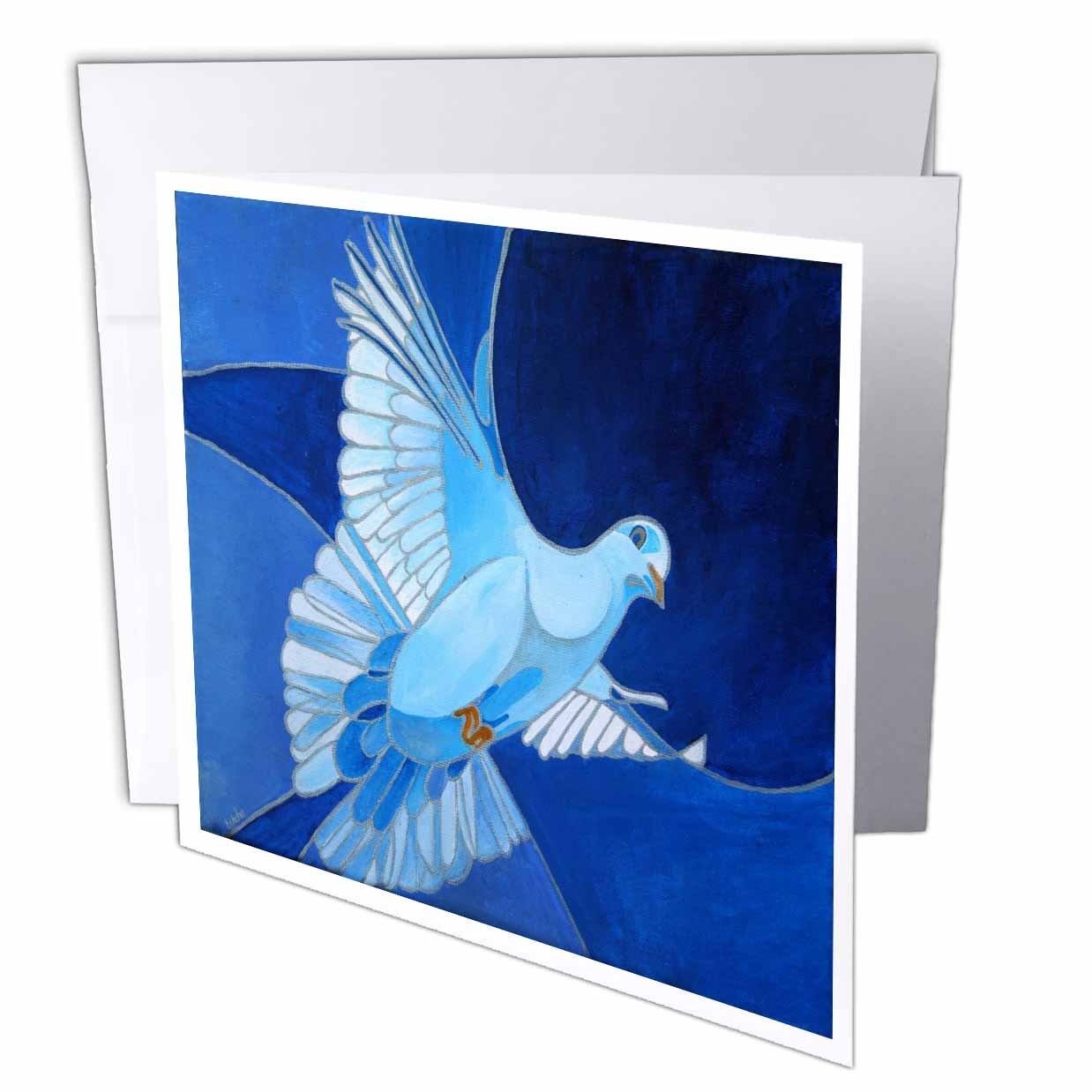 3dRose Taiche - Acrylic Painting - Birds - Dove The peace dove is a common Christian symbol of the Holy Spirit. - 12 Greeting Cards with envelopes (gc_128459_2)