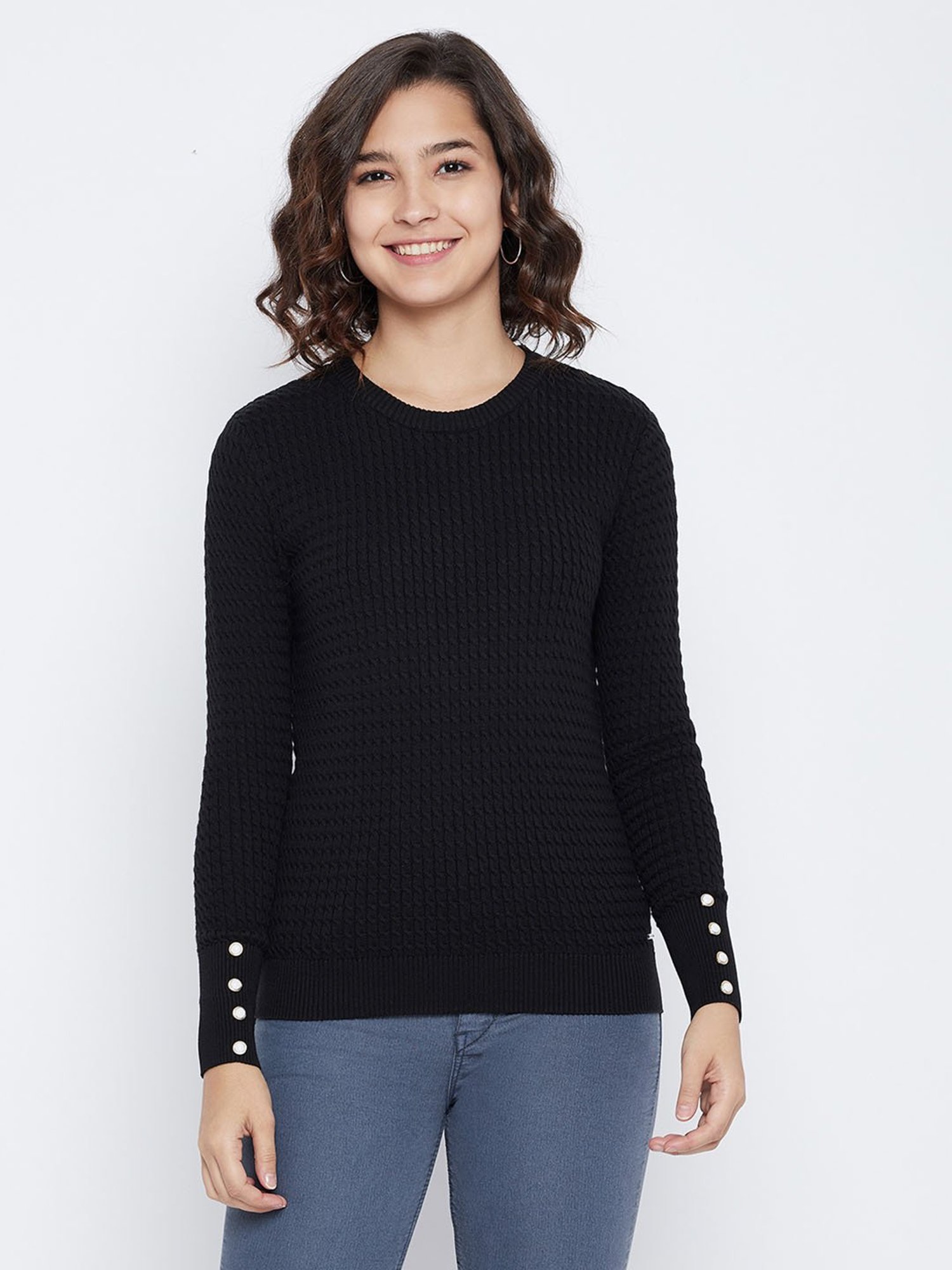 Octave Black Regular Fit Sweater