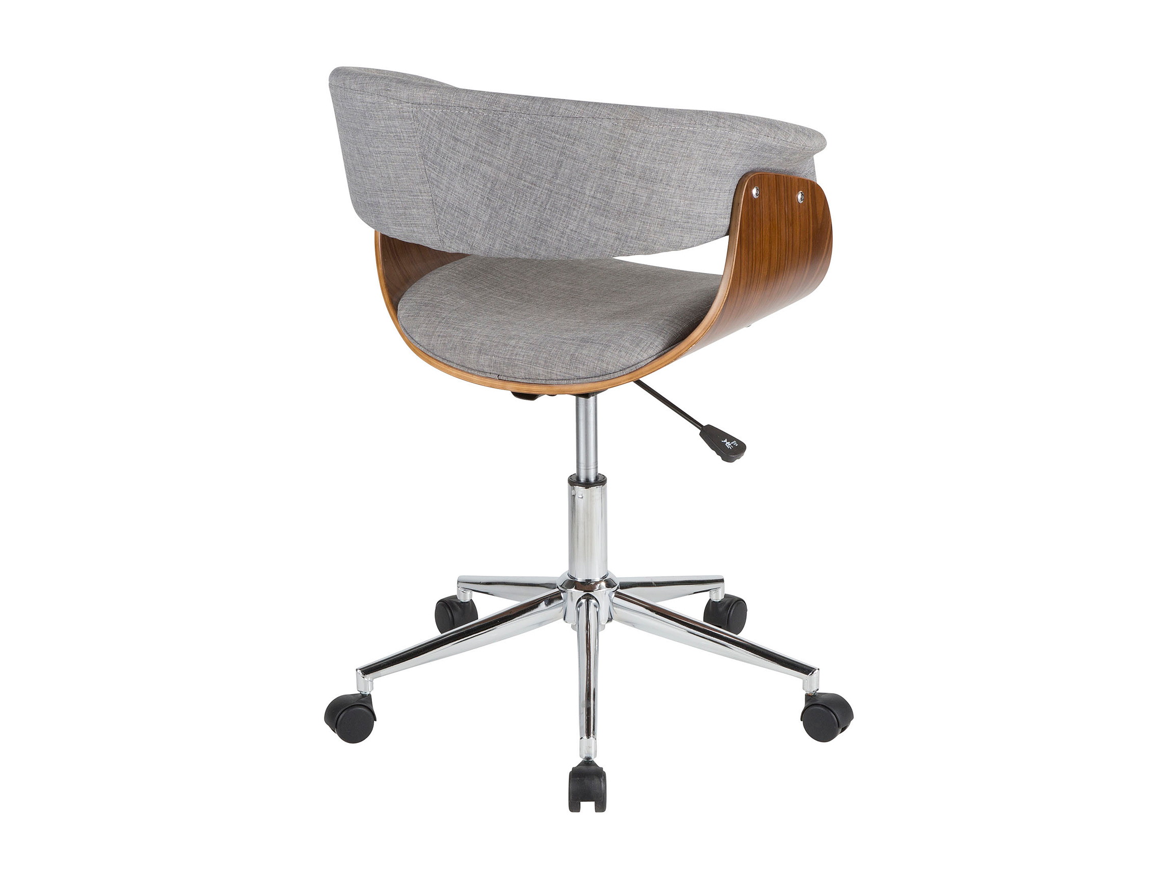 Vintage Mod Mid-Century Modern Office Chair in Walnut Wood and Light Grey Fabric by LumiSource