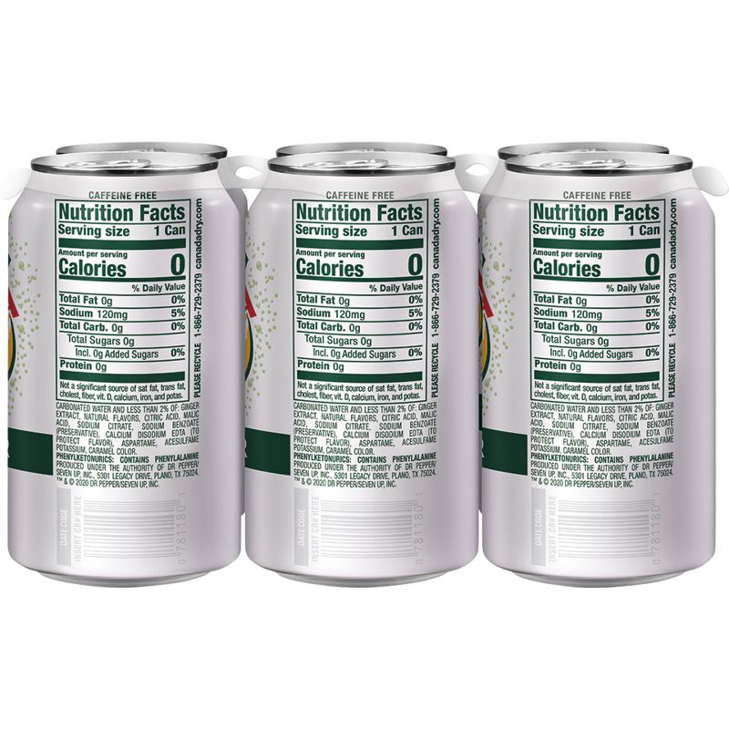 Canada Dry Zero Sugar Ginger Ale Soda - 6pk/12 fl oz Cans