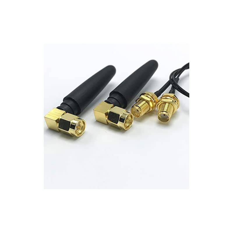 2.4ghz WiFi Antenna 2dbi SMA Male (Pin) Connector with Mini PCI U.FL to SMA Female WiFi Pigtail RF1.13 Cable 15cm(Pack of 2)