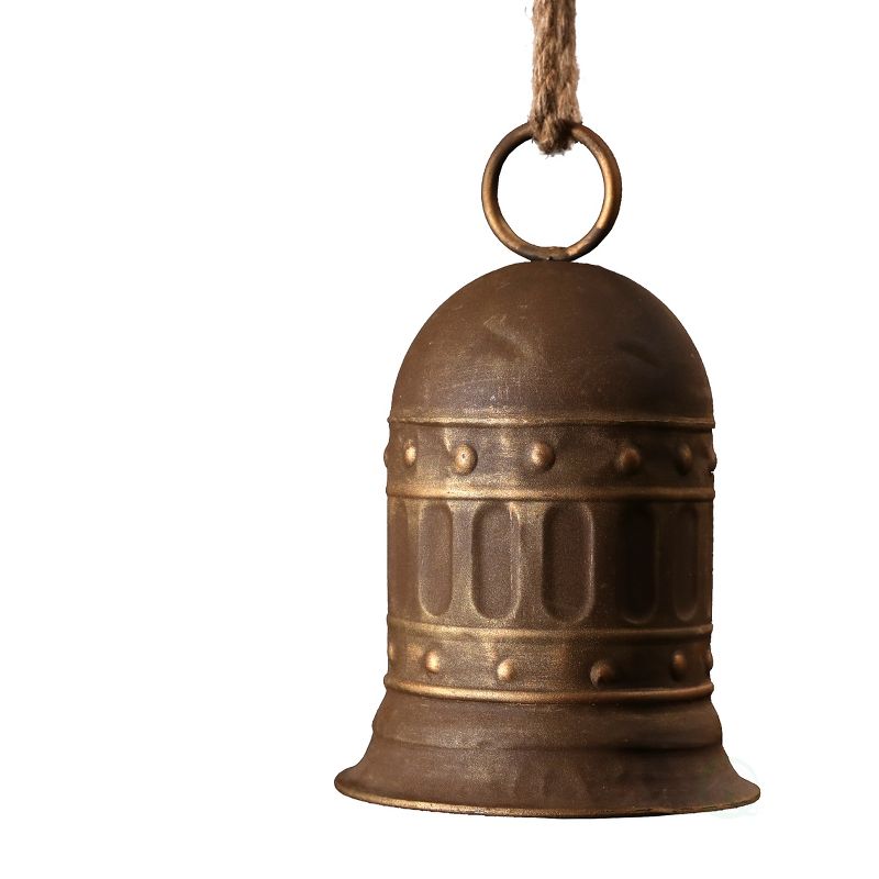 Vintiquewise Large Vintage Style Metal Decorative Bell with Rope for Garden and Home