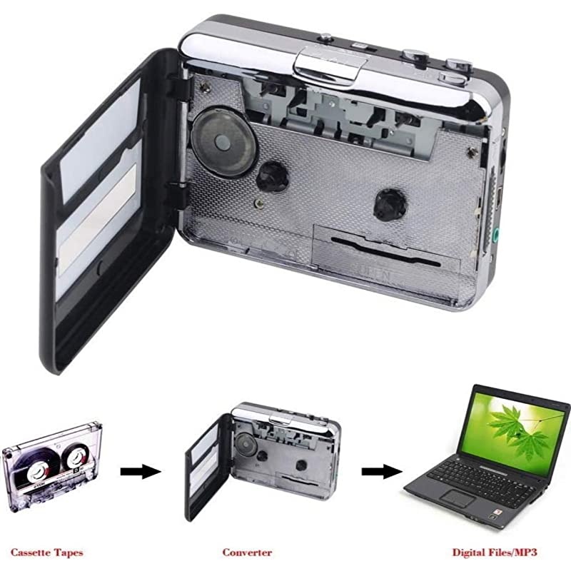 Cassette Player Tape to MP3 Converter via USB Retro Walkman Auto Reverse Portable Audio Music Tape Player with Earphone by