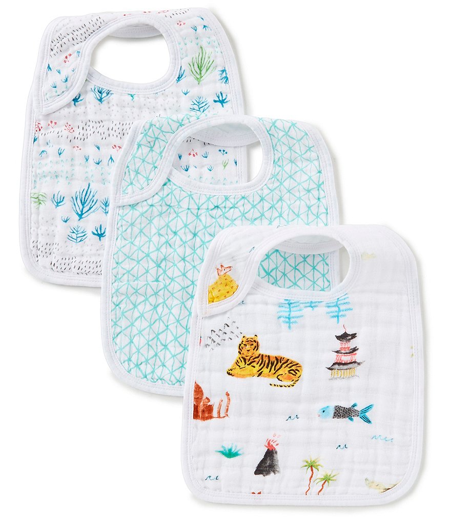 Aden + Anais 3-Pack Muslin Around the World Snap Bibs