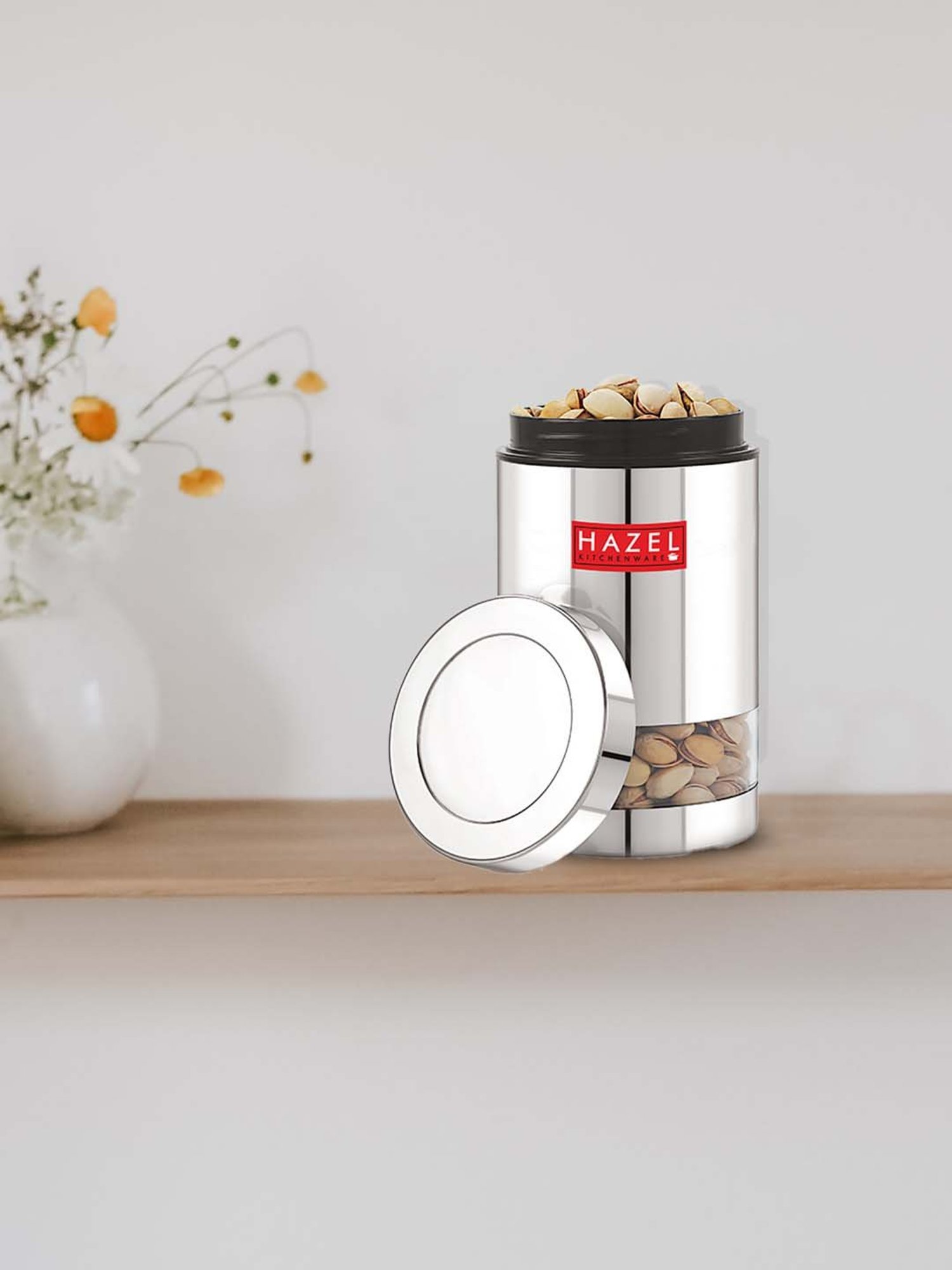 HAZEL Silver Stainless Steel Container (1 L) - Set of 1