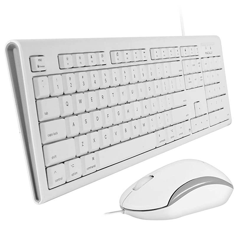 Full Size USB Wired Keyboard Mouse Combo for Mac Mini Pro iMac Desktop Computer MacBook Pro Air Laptops Mac Compatible Apple Shortcuts Extended with Number Keypad Rubber Dome Keycaps
