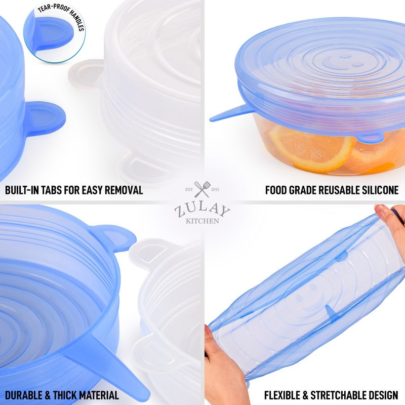 Zulay Kitchen Reusable Silicone Stretch Lids (Set of 14)