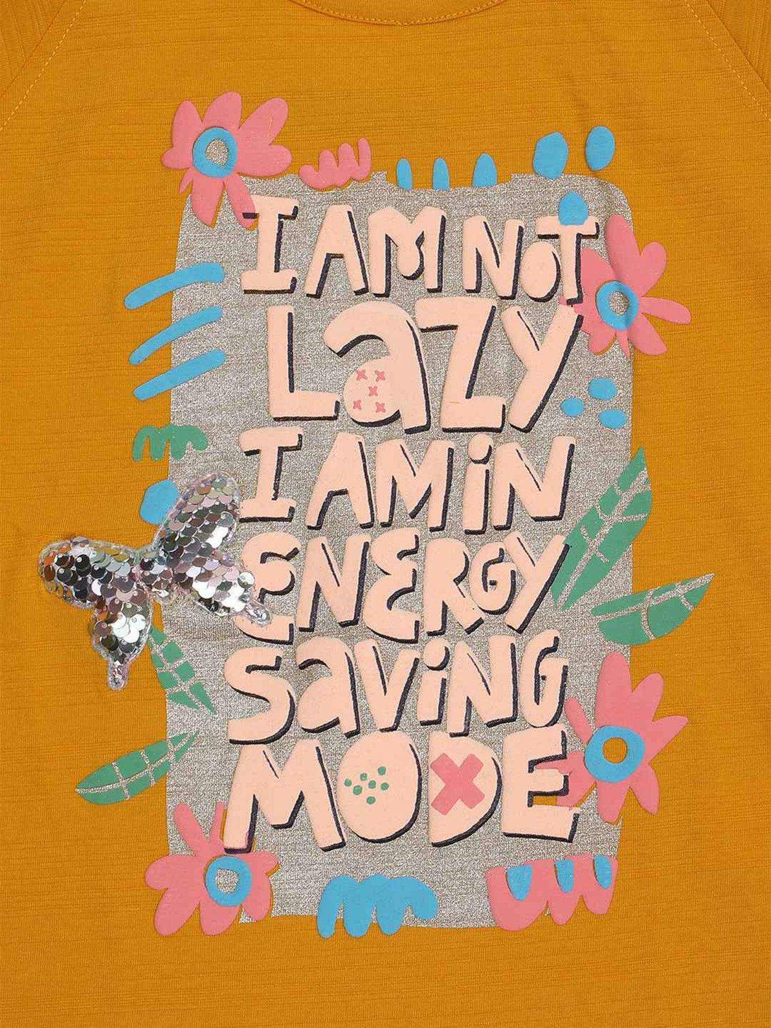 ZIAMA Kids Mustard Printed Top