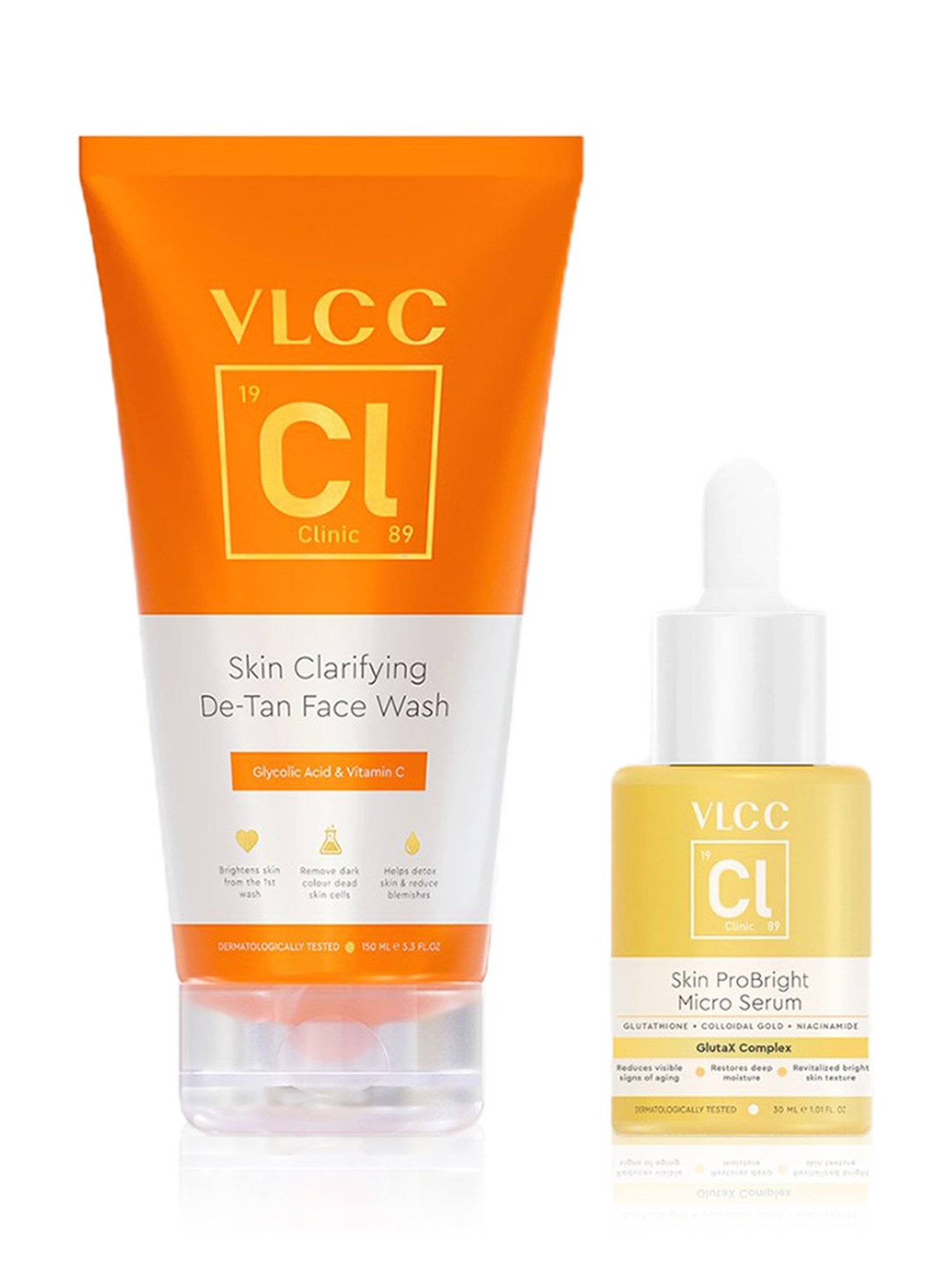 VLCC Clinic Skin Clarifying De-Tan Face Wash & ProBright Micro Serum Combo