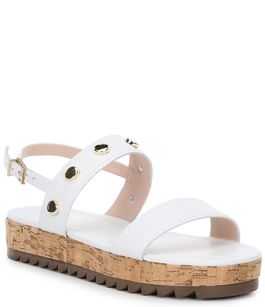 Schutz Rafah Leather Studded Detail Flatform Sandals