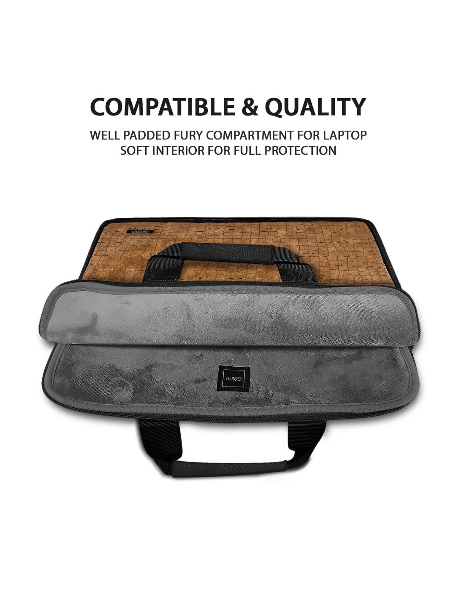 Gripp Croc Compact Fleet Executive Business Laptop & Tablet Bag For Macbook 13.3 & 14 (Camel)