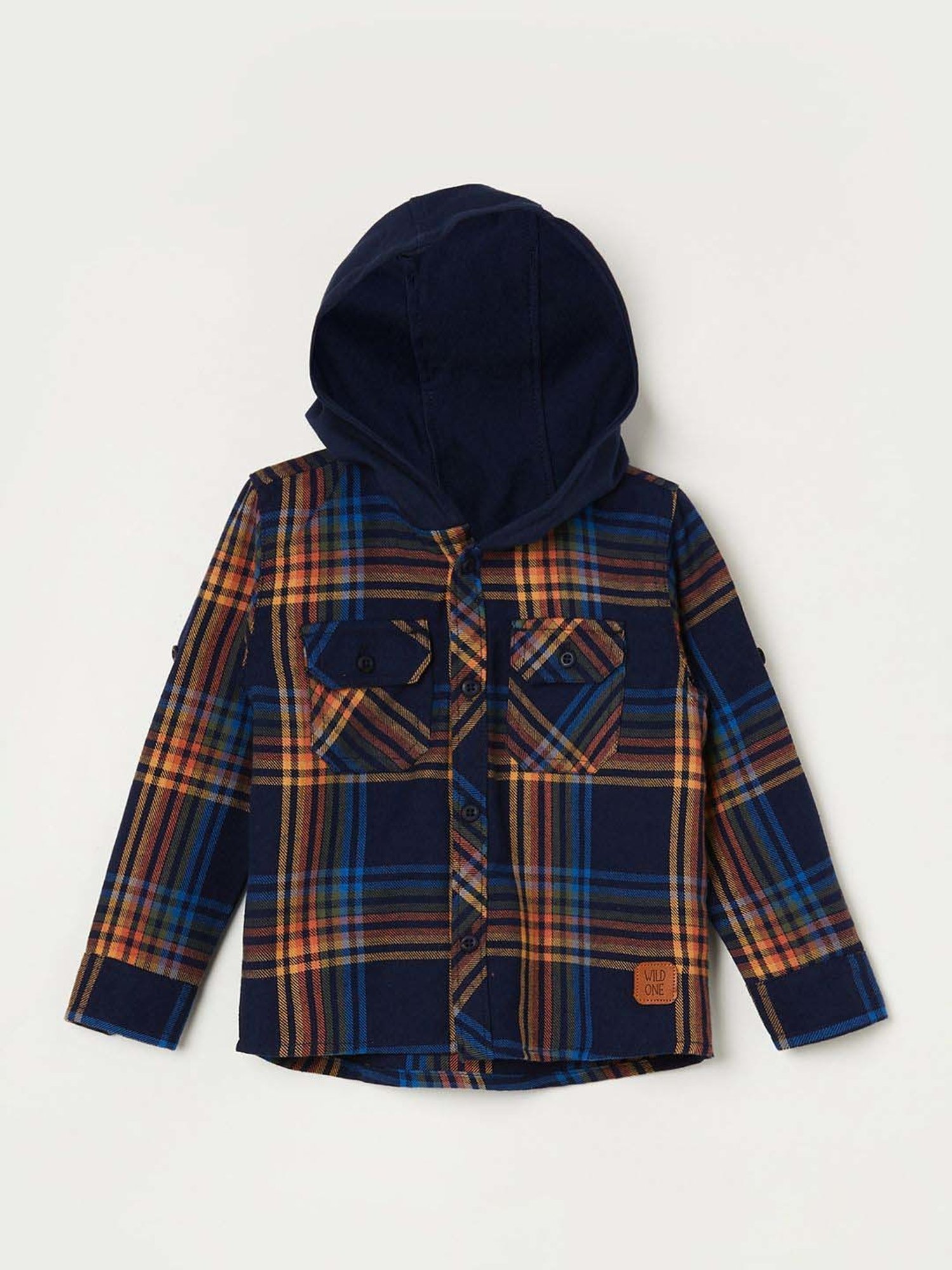 Juniors by Lifestyle Kids Navy Cotton Chequered Full Sleeves Shirt