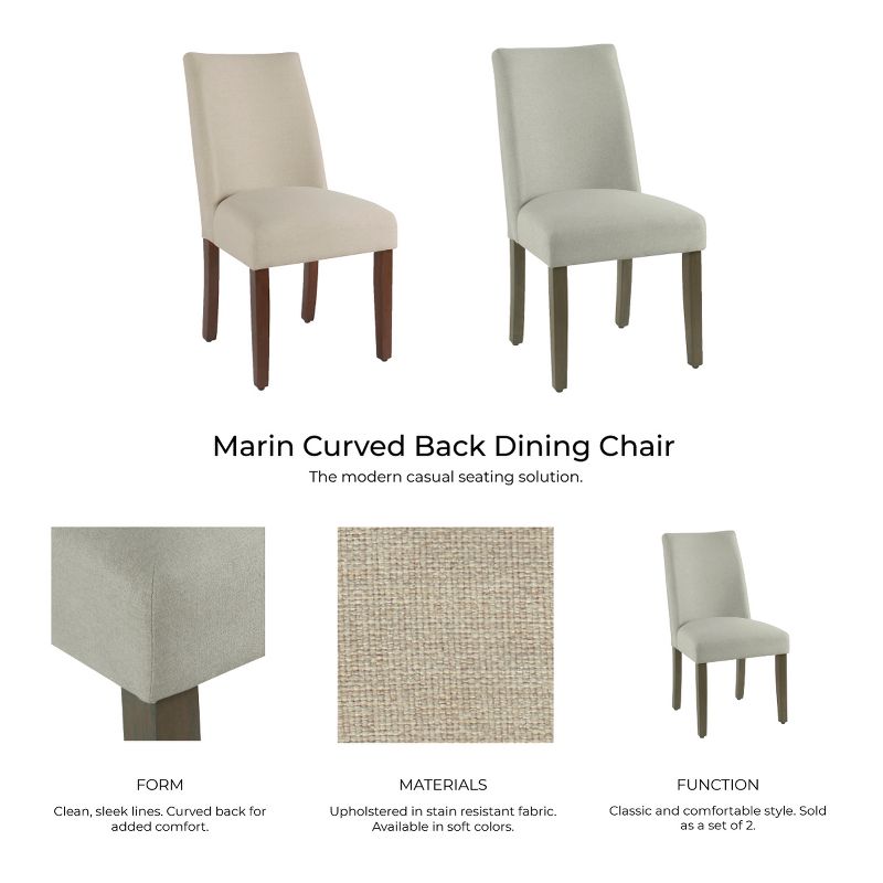 Marin Curved Back Dining Chair Stain Resistant Textured Linen - HomePop