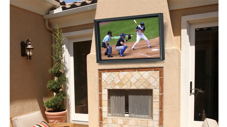 Apollo Outdoor TV Enclosure fits 50"-55" LED/LCD TV's. Model AE5550-WM-NA-BL. Includes weatherproof non-articulating wall mount with tilt - Black