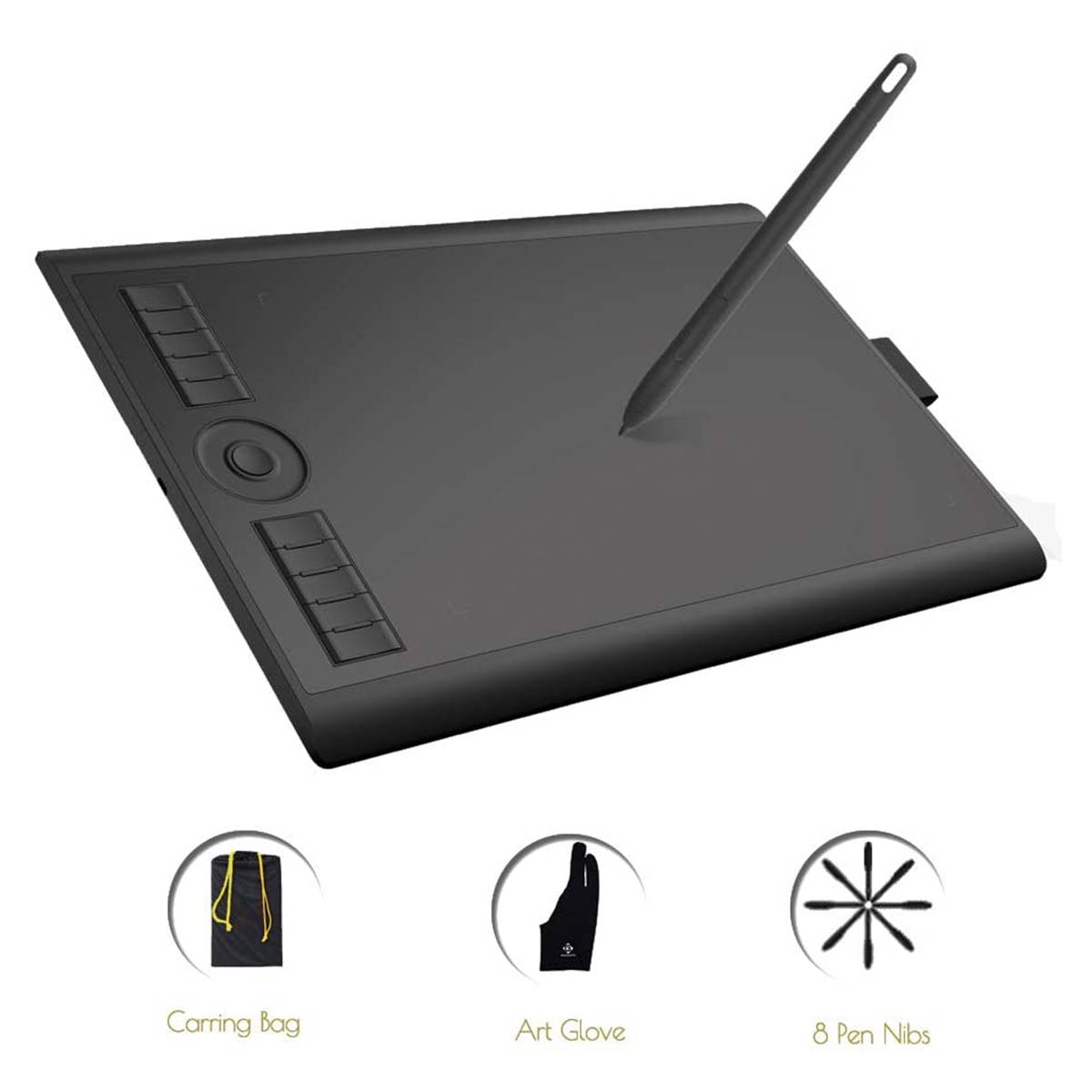 GAOMON M10K2018 10 x 6.25 inches Graphic Drawing Tablet 8192 Levels of Pressure Digital Pen Tablet with Battery-Free Stylus