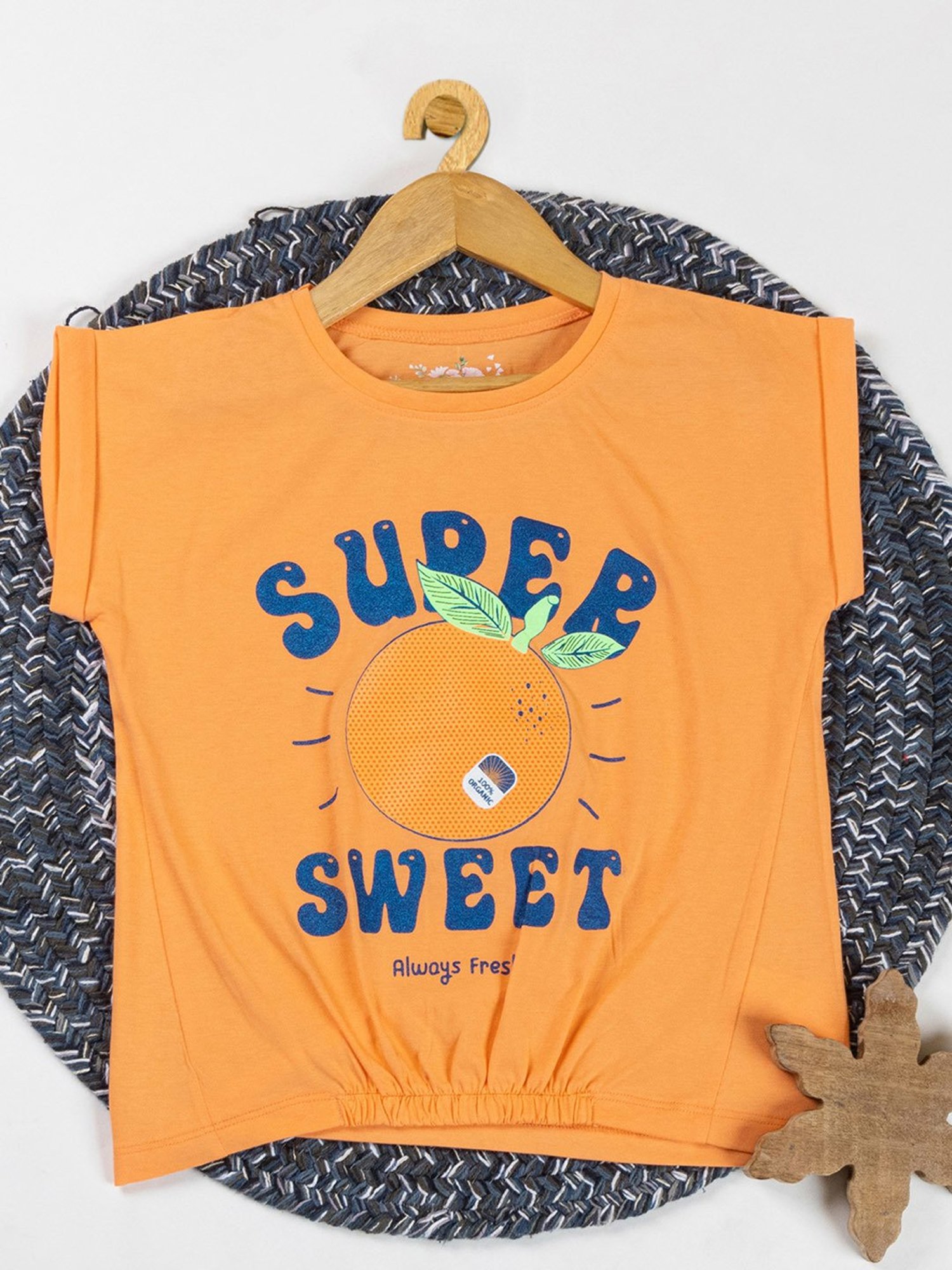 NINS MODA Kids Orange Printed Crop Top