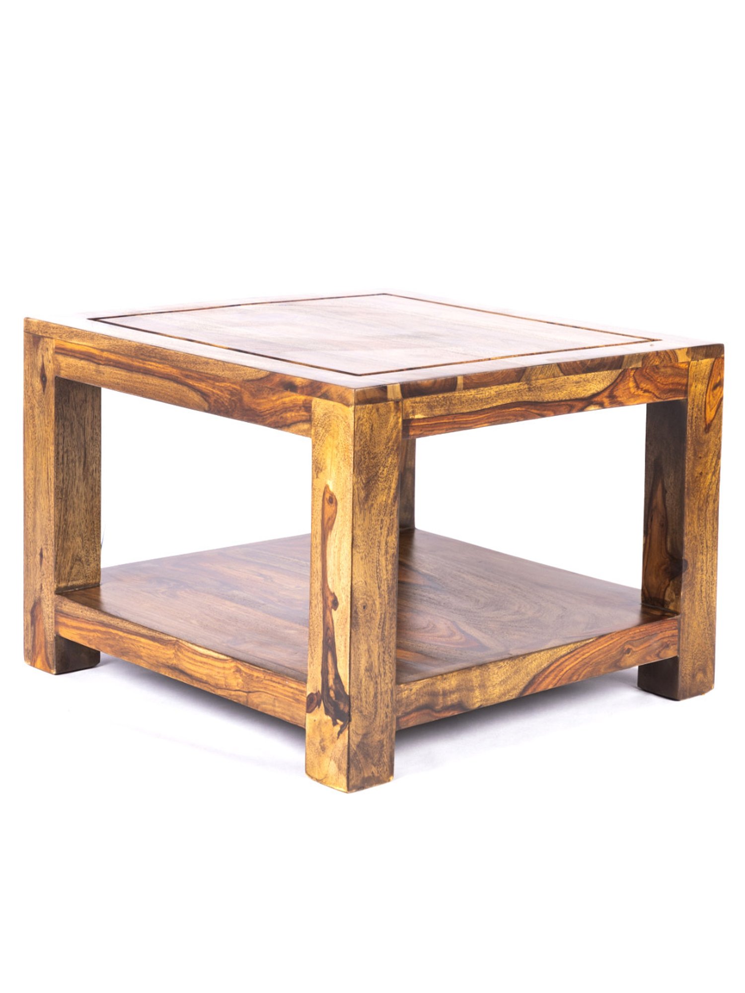 Ikiriya Lisbon Solid Brown Wood End Table Teak Finish