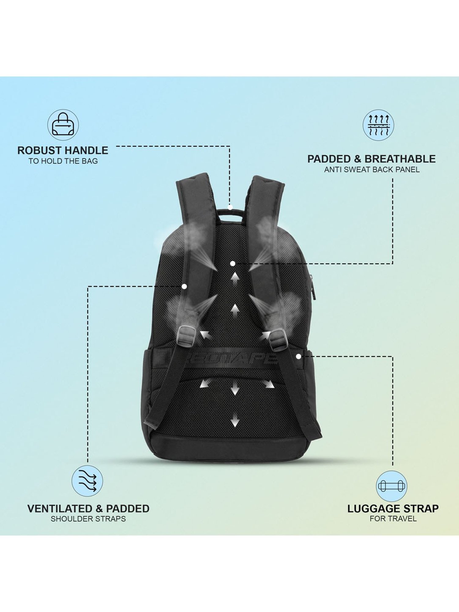 Red Tape 36 L Black Large Laptop Backpack