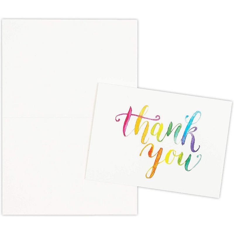 Sustainable Greetings 144 Pcs Thank You Cards Bulk Set, Watercolor Design Thank You Notes & Envelopes