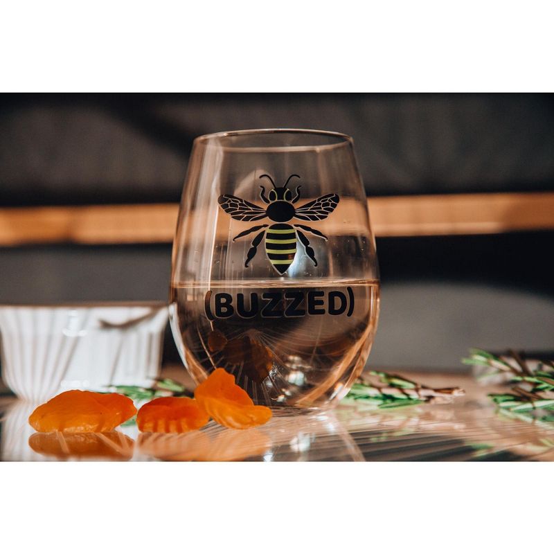 Toynk Bumble Bee "Buzzed" Oversized Stemless Wine Glass | Holds 20 Ounces