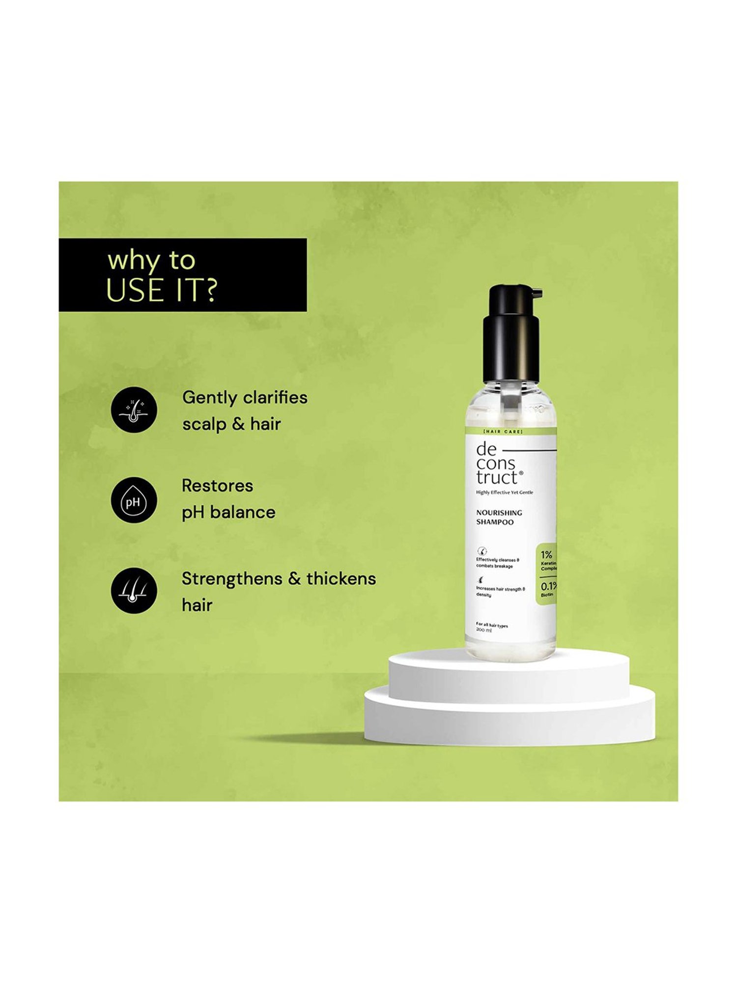 Deconstruct 1% Keratin Complex and 0.1% Biotin Nourishing Shampoo - 200 ml